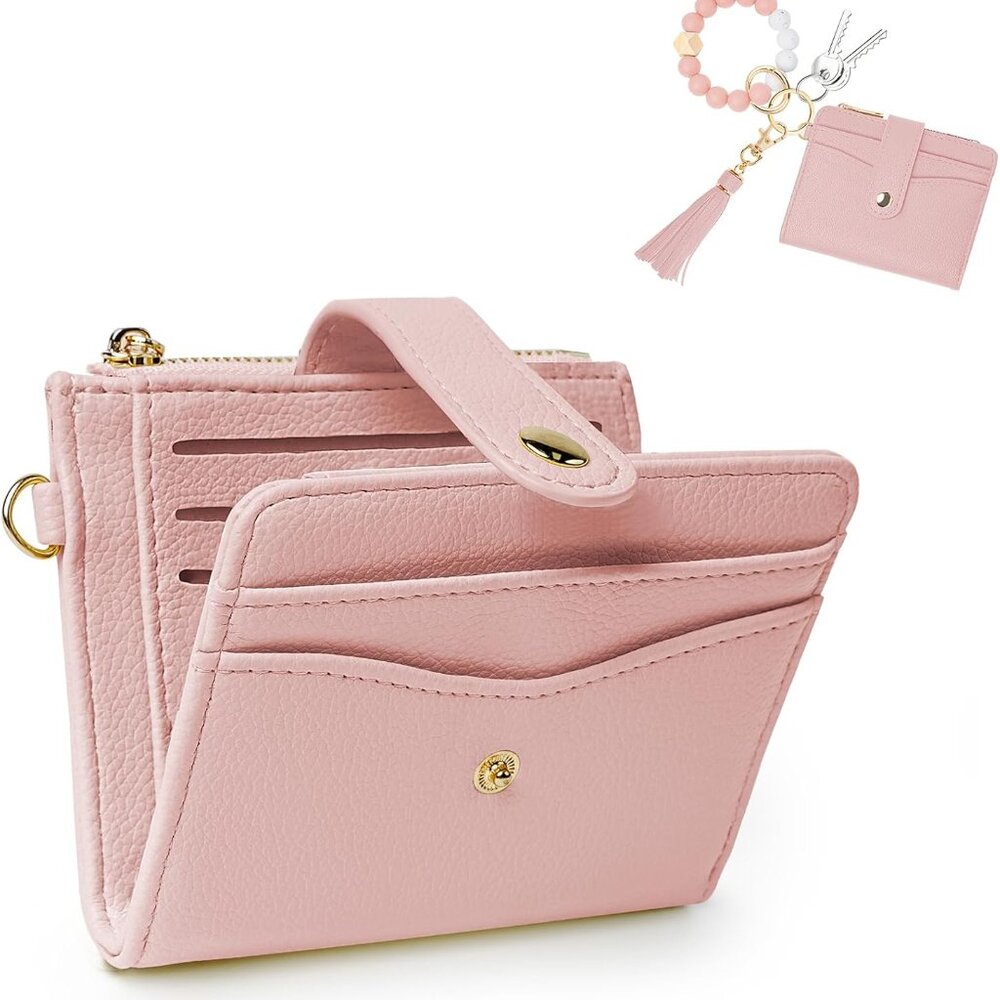 Wallet Keychain Wristlet for Women,Slim RFID Credit Card Holder Purse Tassel Key